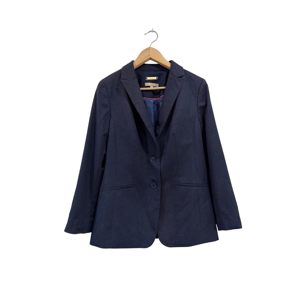 Talbots Navy Blue Wool Blend Blazer Italian Fabric Career Professional Size 12